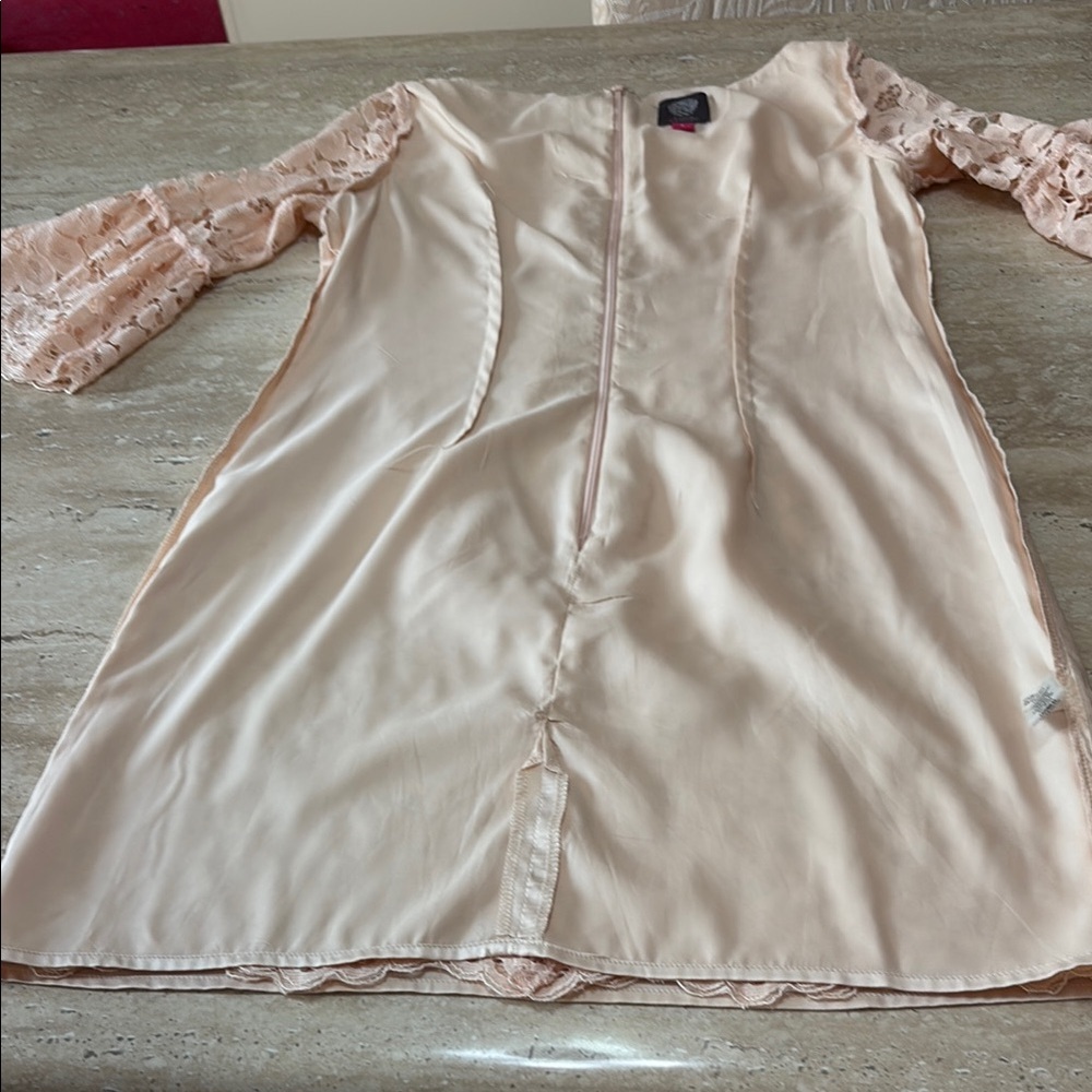 Vince Camuto Cream Long Sleeve Dress, Lace outer fabric. - Picture 14 of 14